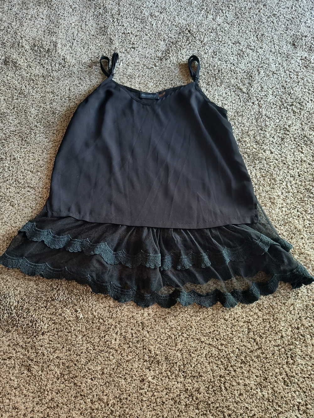 mittoshop Black Layered Lace Hem Camisole